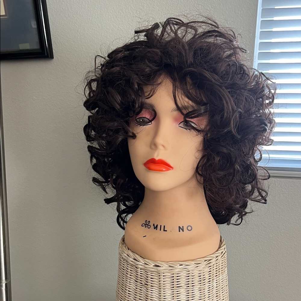 NWT Dark Brown Curly Wig Basic Cap